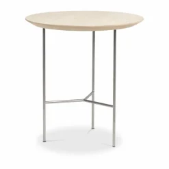 Tribeca sidobord ek såpad rustik satinkromade ben ø47 cm