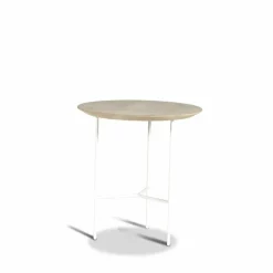 Tribeca sidobord ek såpad rustik vita ben ø47 cm