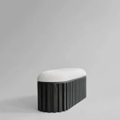 Tribu bänk linne Coffee-white chalk