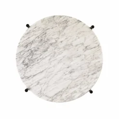 TS bord svarta ben Ø 40 cm vit marmor