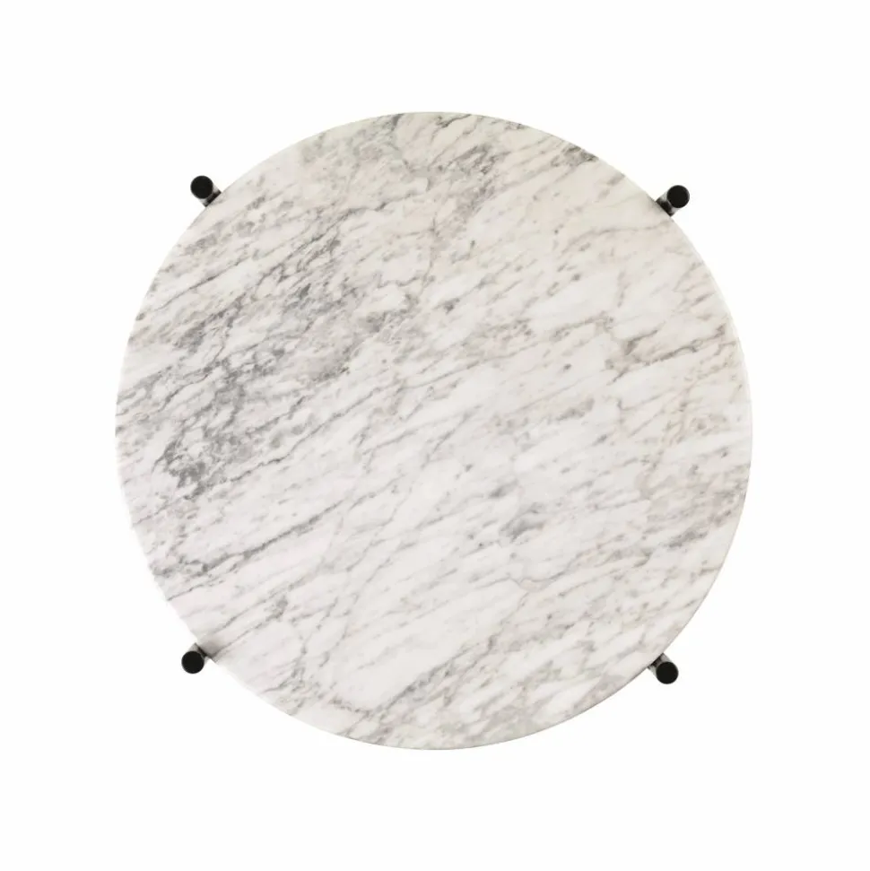 TS bord svarta ben Ø 40 cm vit marmor