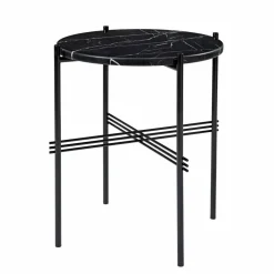 TS bord svarta ben Ø 40 cm svart marmor