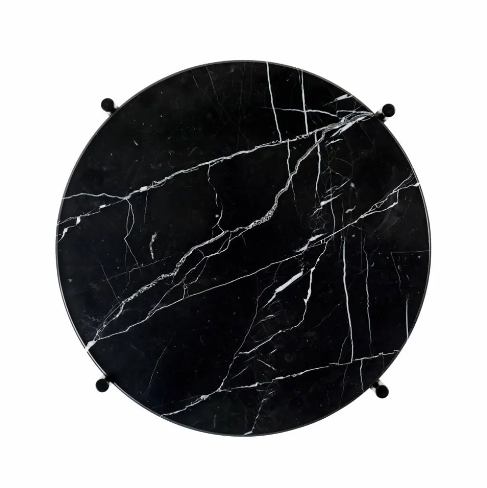 TS bord svarta ben Ø 40 cm svart marmor