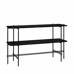 TS Console avlastningsbord 120x30x72 cm black marquina marble-svart stativ-2 marmorhyllor