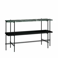 TS Console avlastningsbord 120x30x72 cm green guatemala marble-svart stativ-med bricka