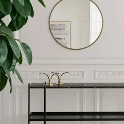 TS Console avlastningsbord 120x30x72 cm white carrara marble svart stativ med bricka