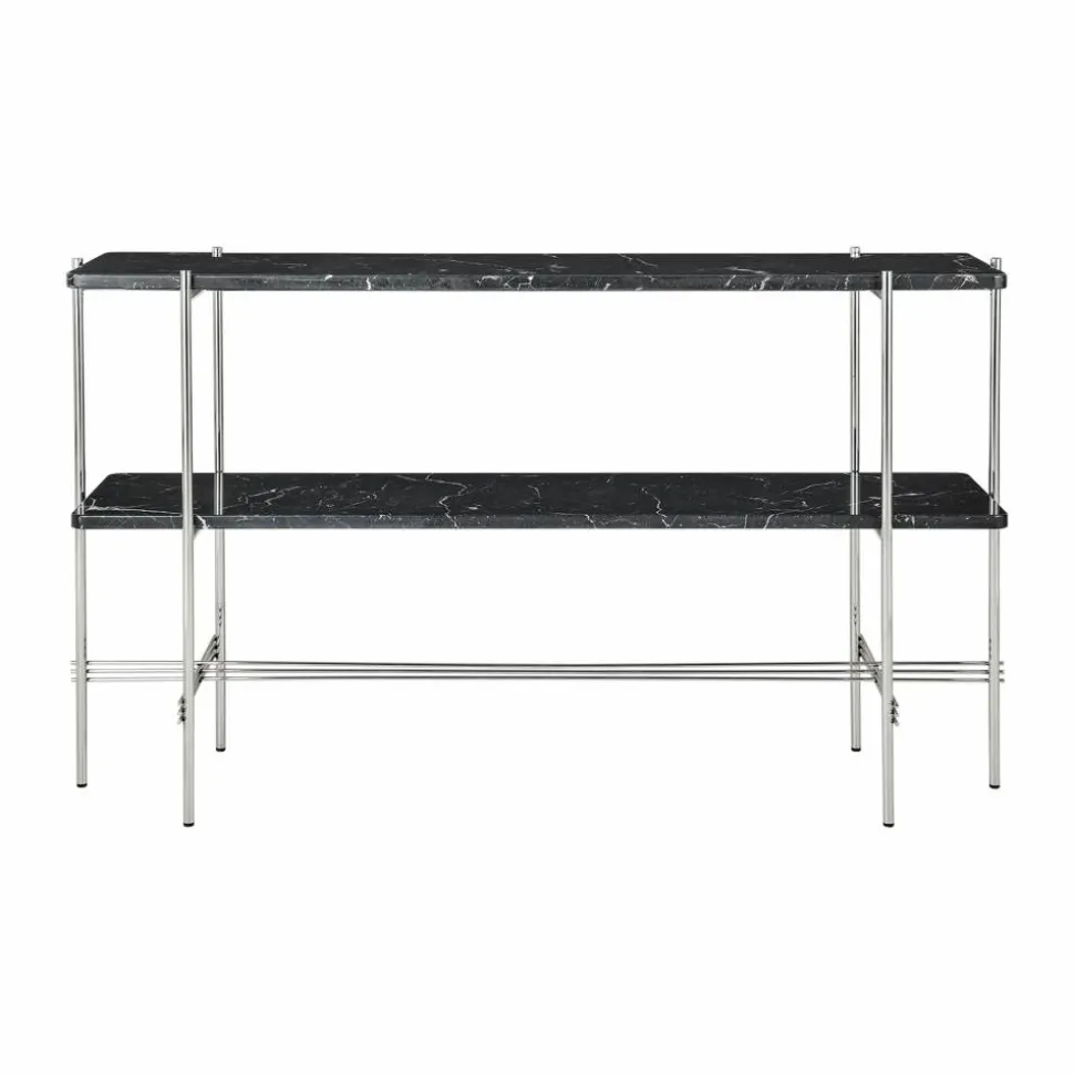 TS Console avlastningsbord 120x30x72 cm Black marquina marble-stål