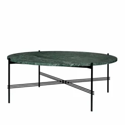 TS Round soffbord green guatemala marble ø105 svart stativ