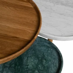 Tureen satsbord marmor vit ø52cm naturellt oljade ekben