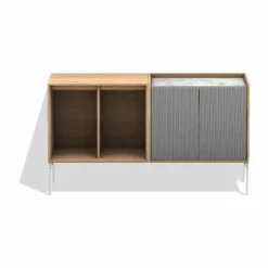 Vipp675 Cabinet skåp - Ljus ek-aluminium-marmor 120x68x38 cm