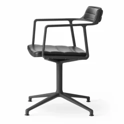 Vipp452 Swivel kontorsstol Black aluminium-black leather