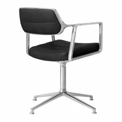 Vipp453 Swivel kontorsstol Leather black-pol. aluminium