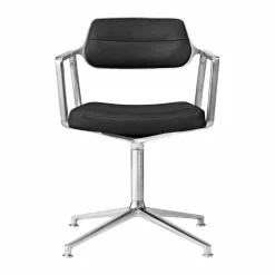 Vipp453 Swivel kontorsstol Leather black-pol. aluminium