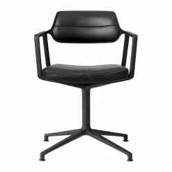 Vipp453 Swivel kontorsstol Leather black-svart aluminium