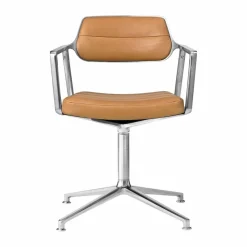 Vipp453 Swivel kontorsstol Leather camel-pol. aluminium