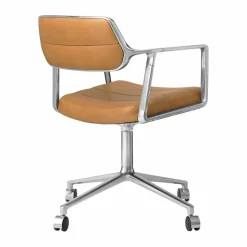 Vipp453 Swivel kontorsstol med hjul Leather camel-pol. aluminium