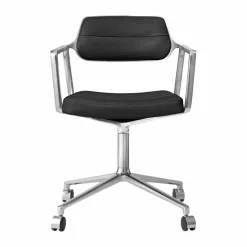 Vipp453 Swivel kontorsstol med hjul Leather black-pol. aluminium