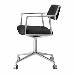Vipp453 Swivel kontorsstol med hjul Leather black-pol. aluminium