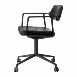 Vipp453 Swivel kontorsstol med hjul Leather black-svart aluminium