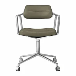 Vipp453 Swivel kontorsstol med hjul Leather bosco green-pol. aluminium