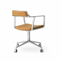 Vipp452 Swivel kontorsstol med hjul Pol. aluminium-sand leather