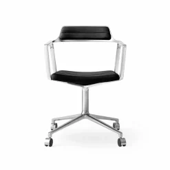 Vipp452 Swivel kontorsstol med hjul Pol. aluminium-black leather