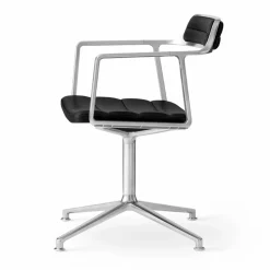 Vipp452 Swivel kontorsstol Pol. aluminium-black leather