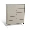 Volt byrå 5 lådor beige Detaljer i rostfritt stål