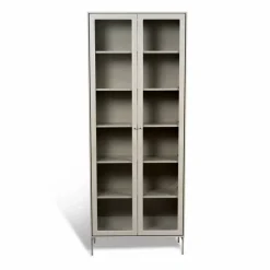 Volt vitrinskåp 190 cm beige Detaljer i rostfritt stål