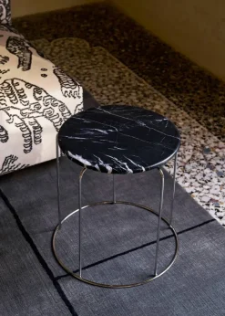 Wire Stool VP11 toppskiva Ø38 cm Marmor Nero Marquina