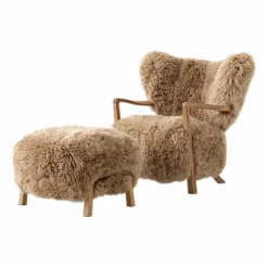 Wulff Lounge Chair ATD2 fåtölj inkl. pouf ATD3 Oljad ek-Sheepskin honey