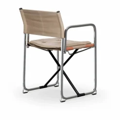 X75-2 karmstol Linneväv natur-kromade ben