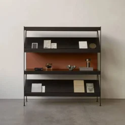 Zet hyllsystem oak black stained 1x2 black steel base